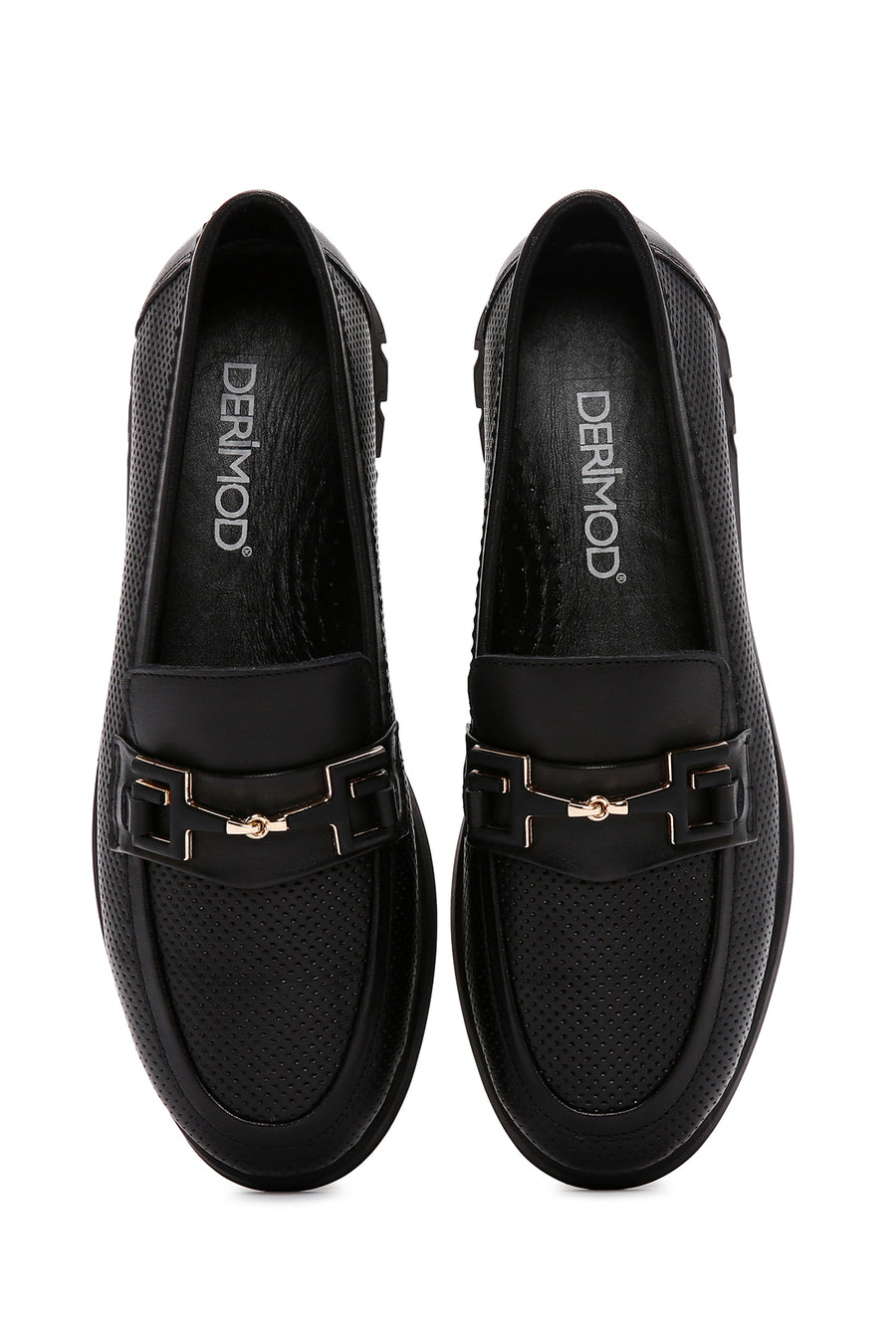 Women's Black Buckled Leather Comfort Loafer