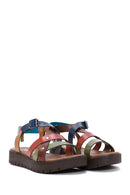 Women's Multicolored Thick-Soled Leather Bodrum Sandals | Derimod