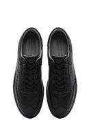Erkek Siyah Bağcıklı Deri Sneaker | Derimod