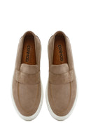 Men's Beige Chunky Suede Leather Loafers | Derimod
