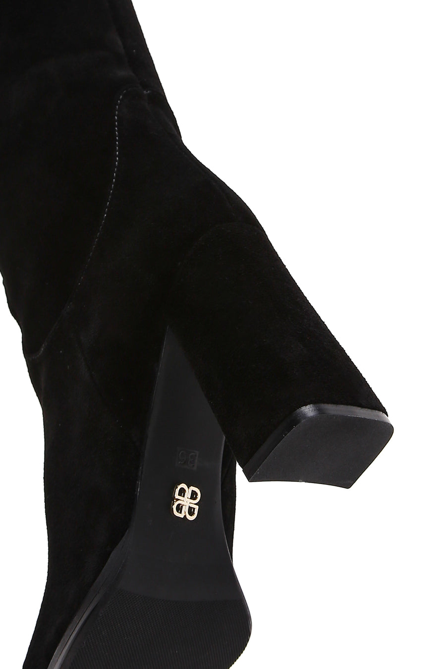 Women's Black Suede Leather Heeled Boots