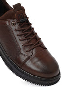 Male Brown Lace-Up Leather Sneaker | Derimod