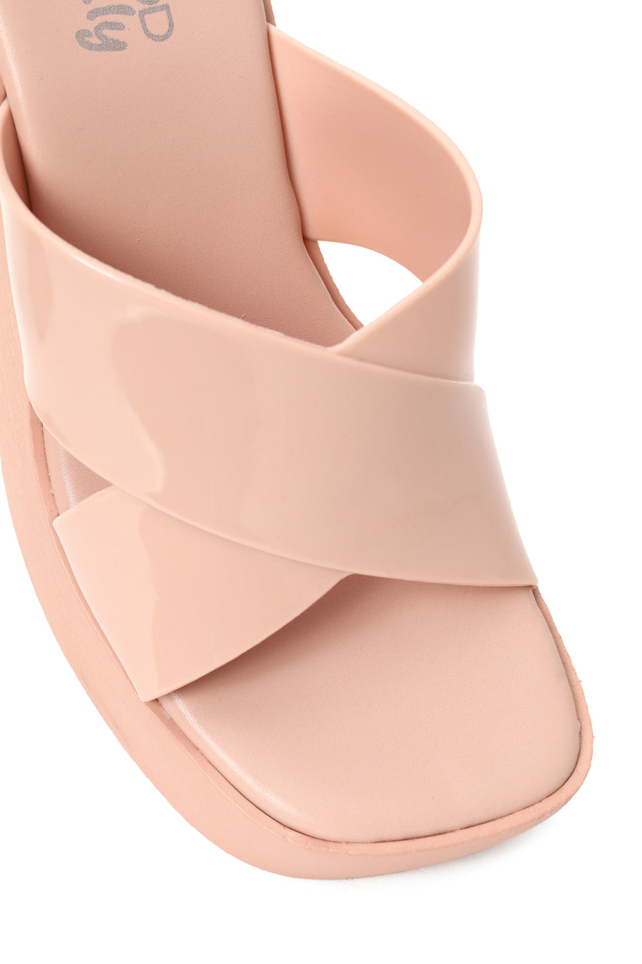 Woman Beige Chunky-Heel Platform Jelly Slippers