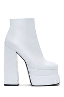 Women's White Leather Platform High Heel Boots | Derimod