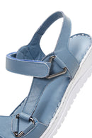 Women's Blue Leather Comfort Sandals | Derimod