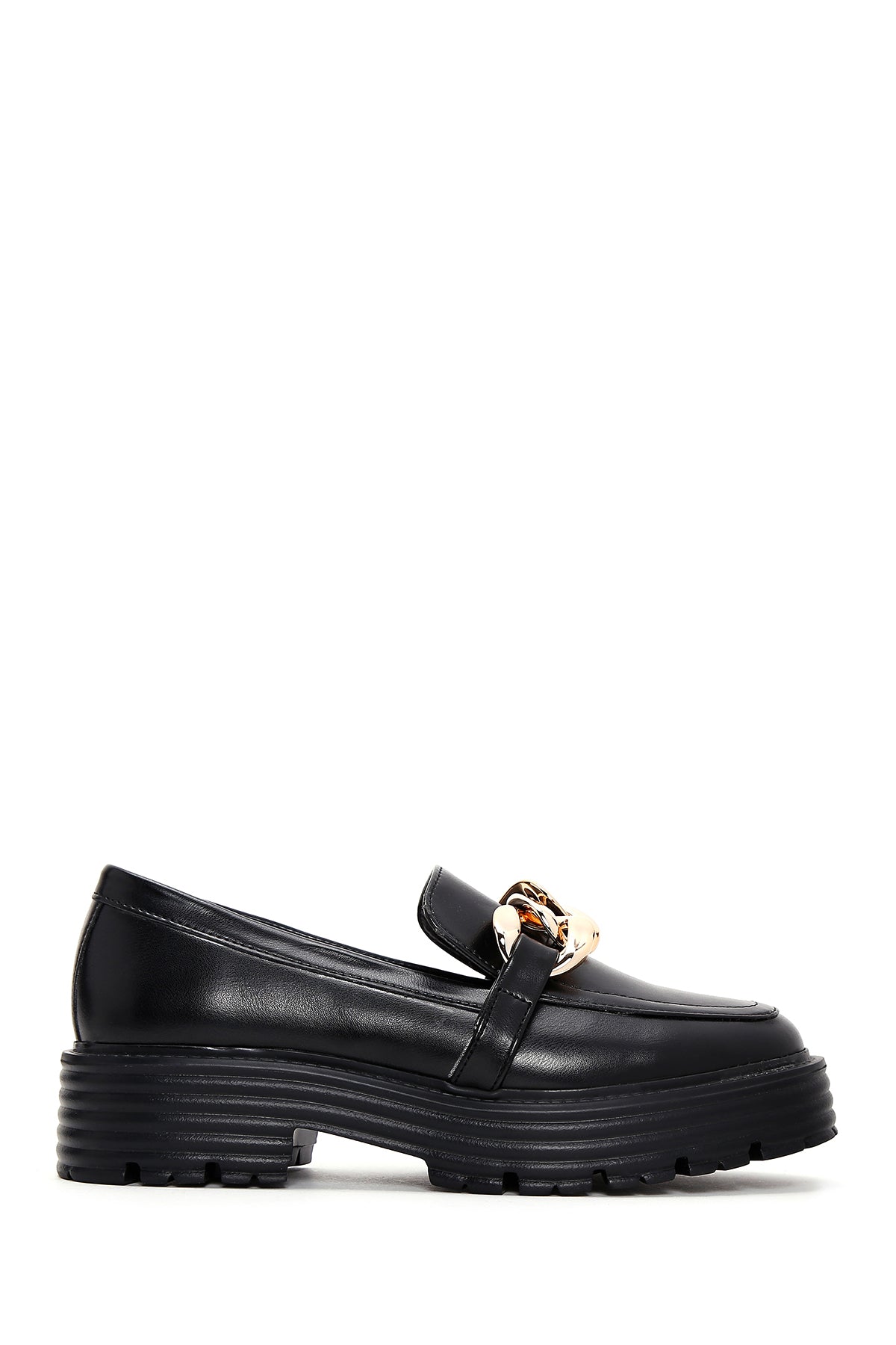 Women's Black Thick Soled Loafer 23SFE400418 | Derimod