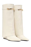 Woman White Wedge Heel Boot | Derimod