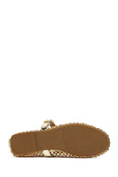 Women's Gold Mesh Stone-Studded Ballet Flats | Derimod