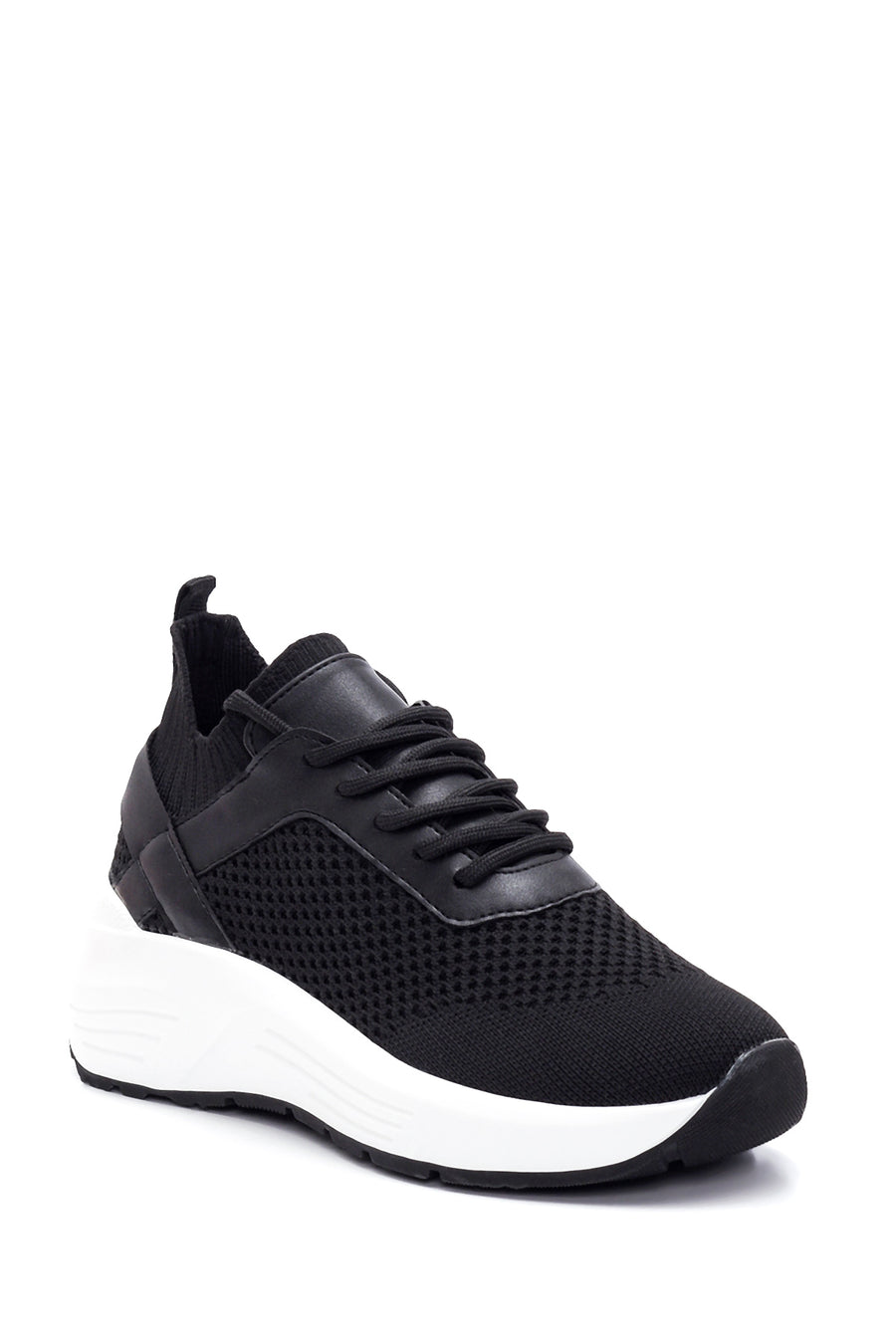 Kadın Siyah Kalın Tabanlı Kumaş Sneaker