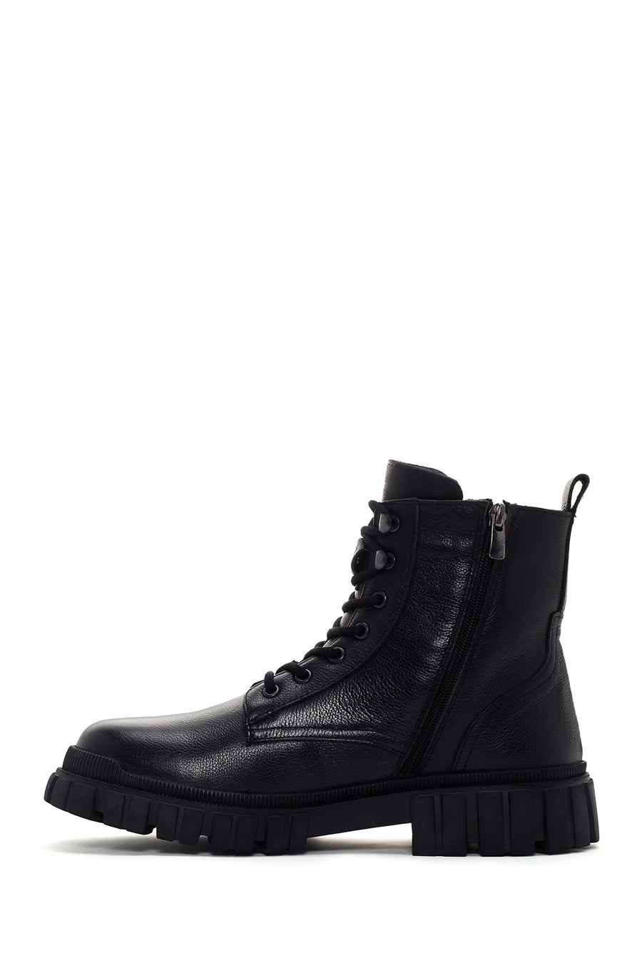 Men's Black Zippered Leather Casual Boots
