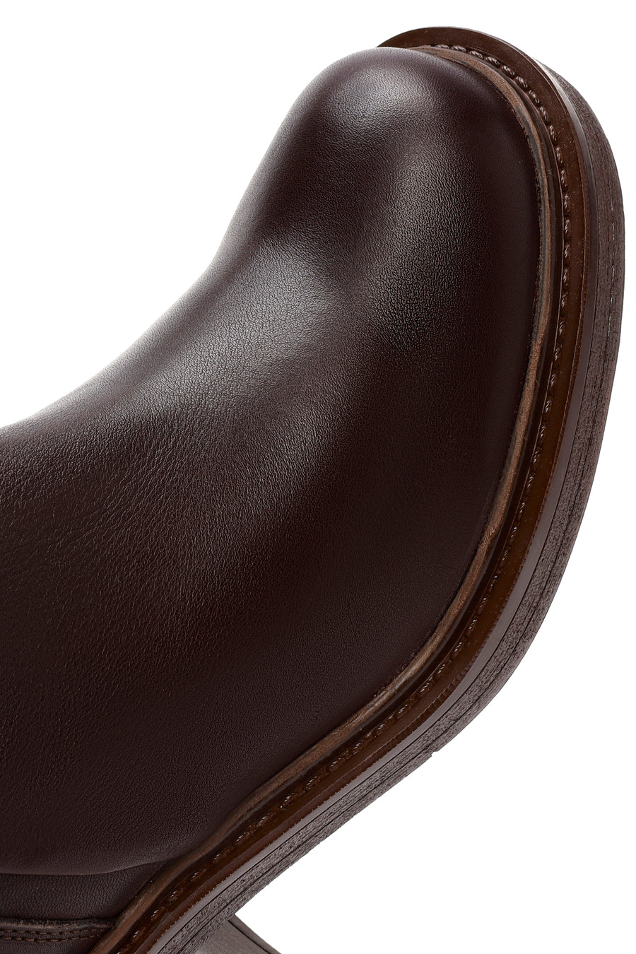Women's Brown Zippered Thick Heel Leather Boots
