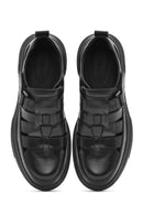 Men's Black Leather Casual Sandals | Derimod