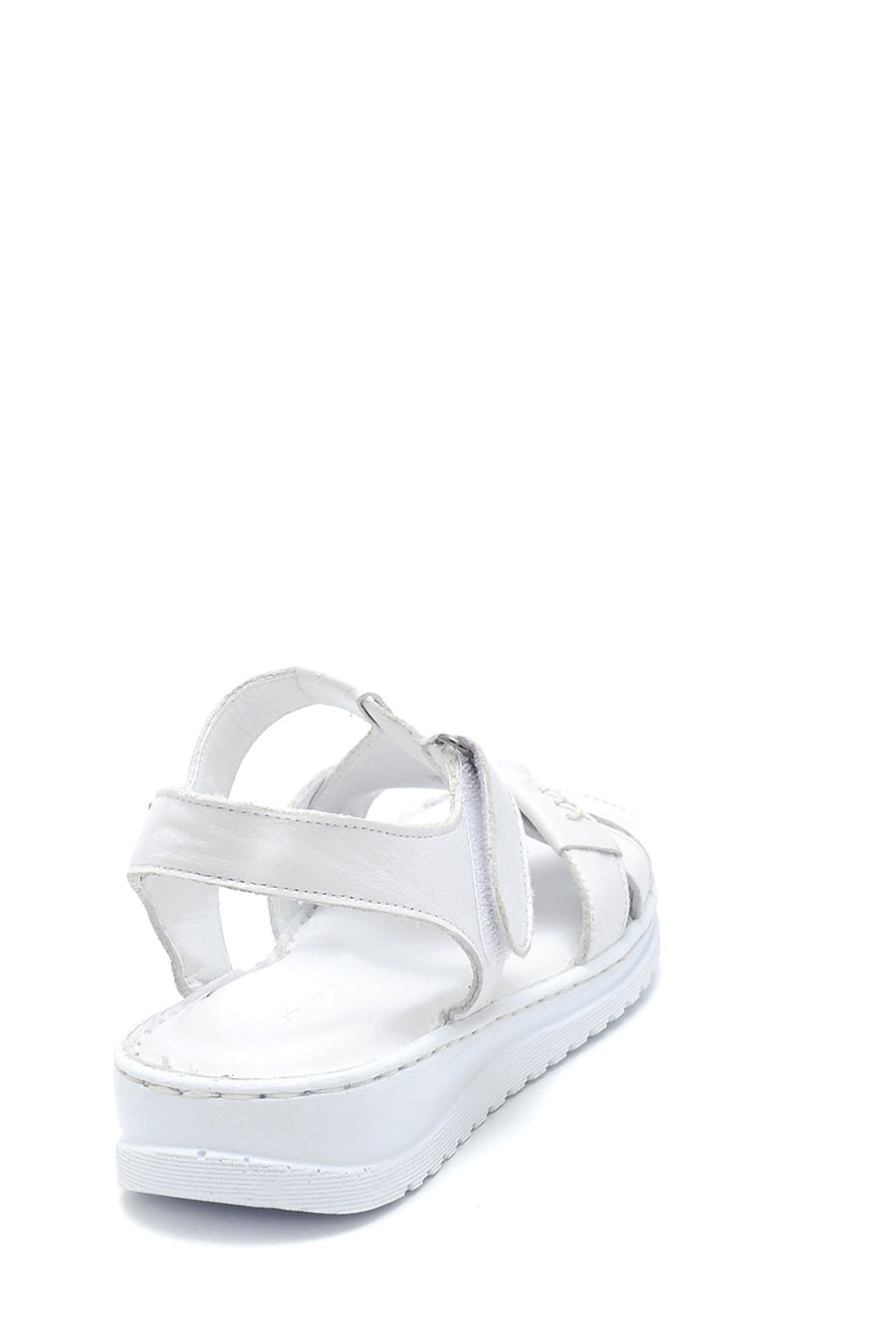 Women's White Leather Casual Flat Sandals