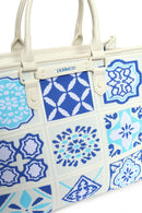 Woman Blue Long Strap Patterned Fabric Shoulder Bag | Derimod