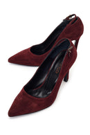 Kadın Bordo İnce Topuklu Süet Deri Stiletto | Derimod