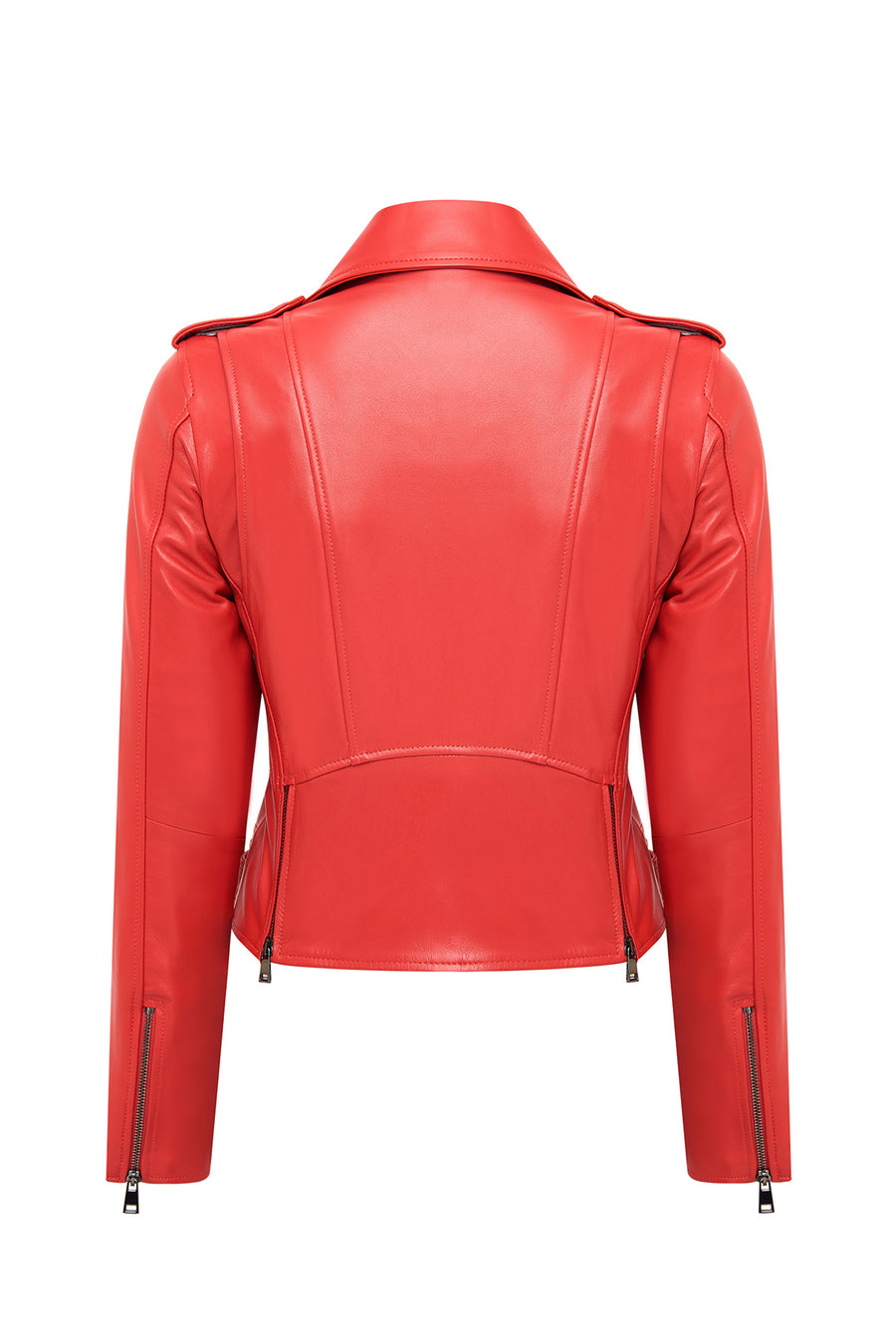 Newage Women's Red Slim-Fit Biker Leather Jacket