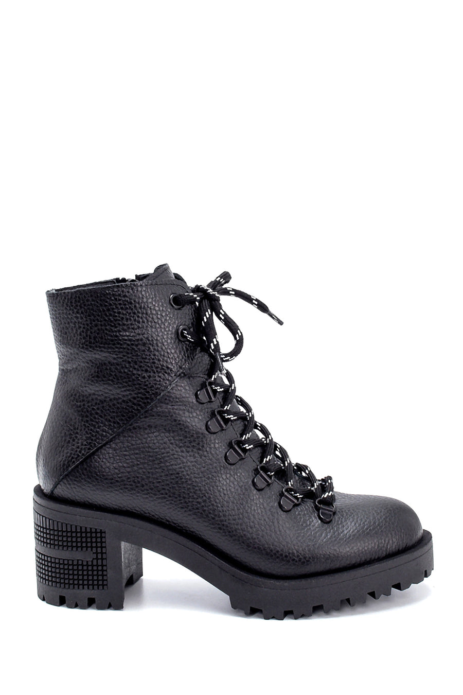 Women's Leather Lace Detailed Heeled Boots 20WFD1141FT | Derimod