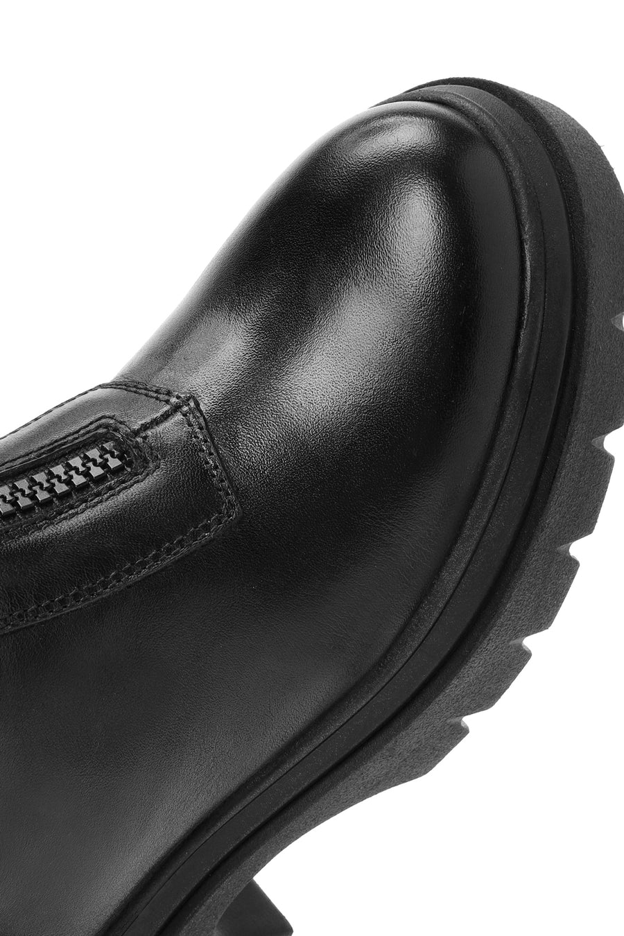 Women's Black Double Zipper Leather Boots