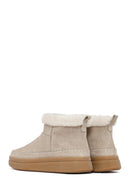 Woman Beige Zip Closure Thick-Soled Suede Teddy Boots | Derimod
