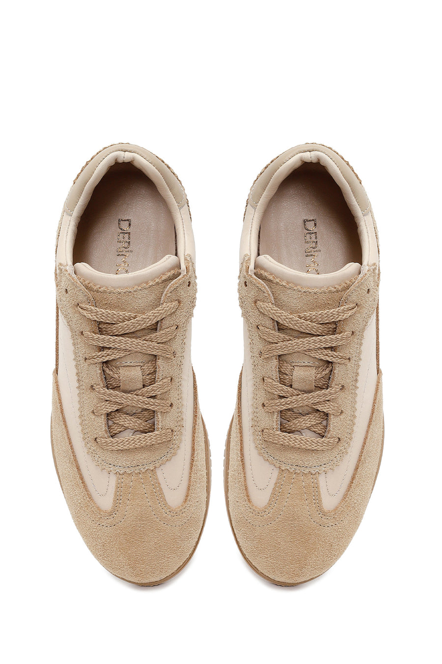 Woman Beige Lace-up Suede Leather Sneaker