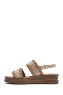 Women's Beige Ankle Buckle Thick Soled Straw Sandals | Derimod