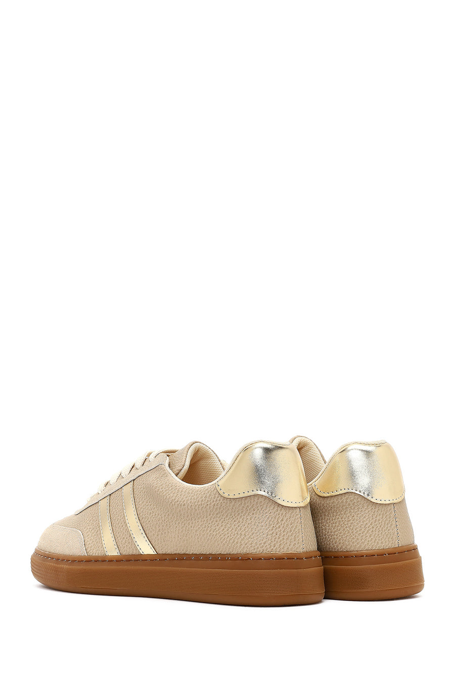 Woman Beige Lace-up Sneakers