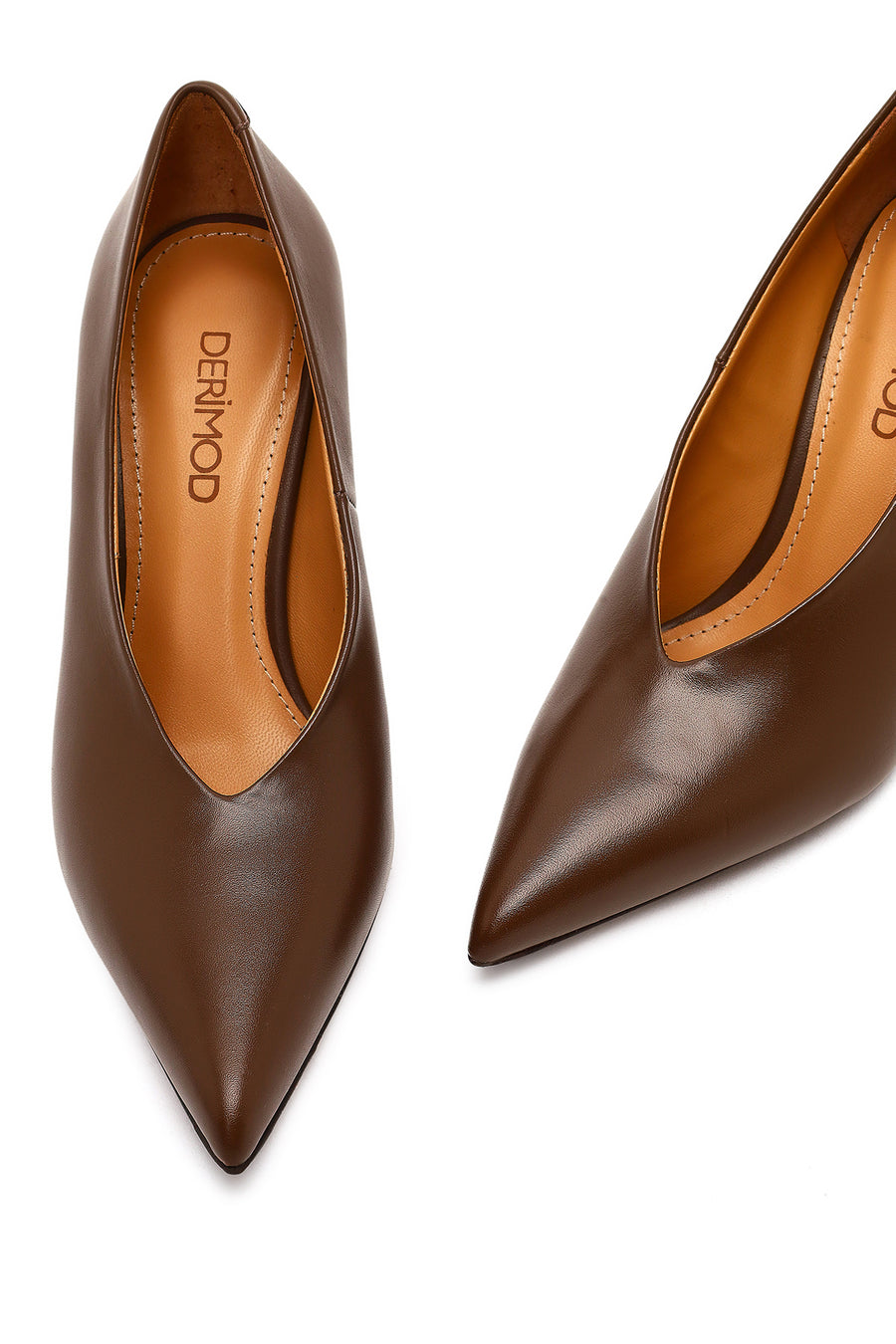 Women's Brown Thin Heeled Leather Stiletto