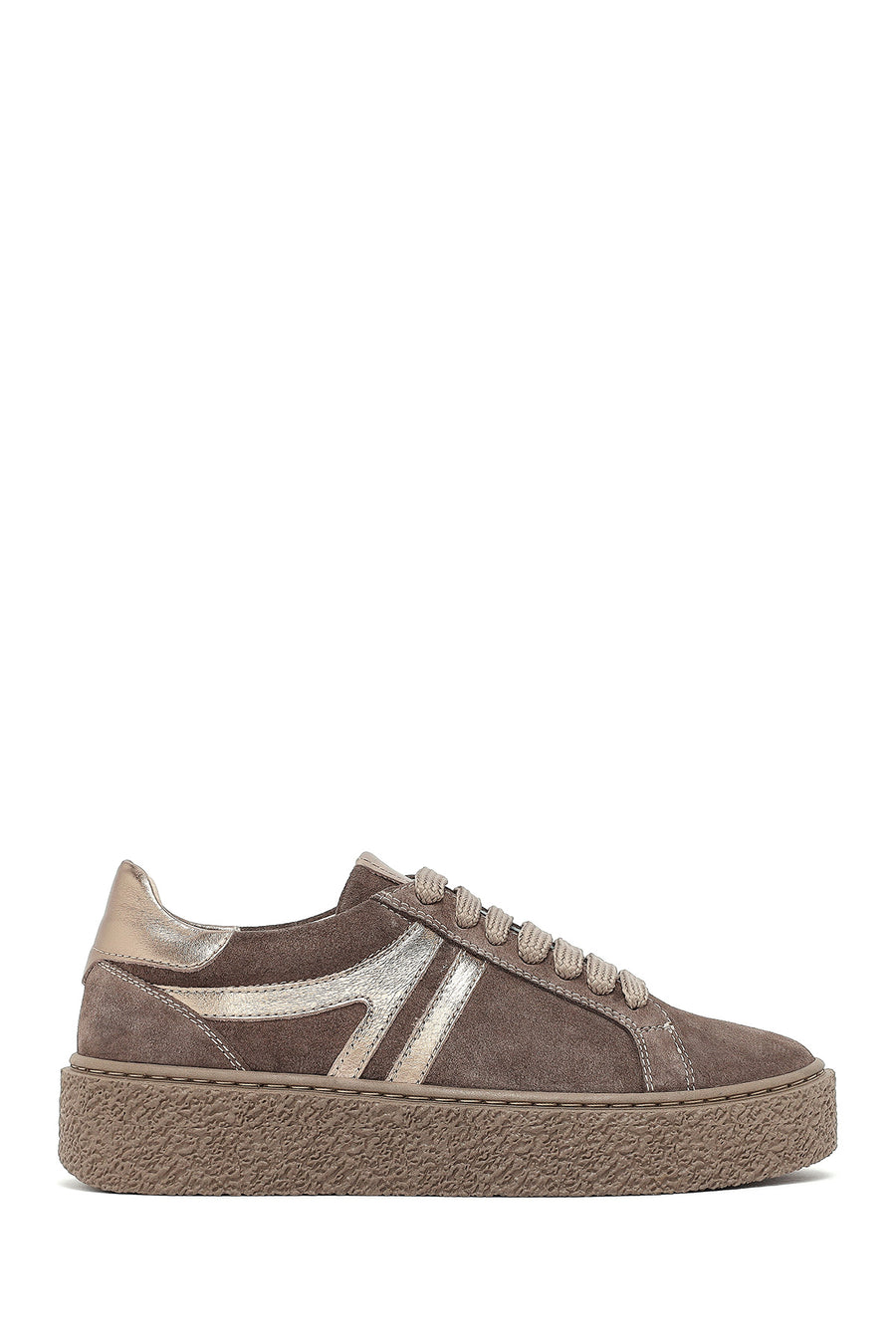 Kadın Vizon Bağcıklı Süet Deri Sneaker AF450006DS | Derimod