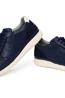 Male Navy Lace-up Leather Casual Sneaker | Derimod