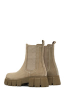 Women's Beige Suede Leather Chelsea Boots | Derimod