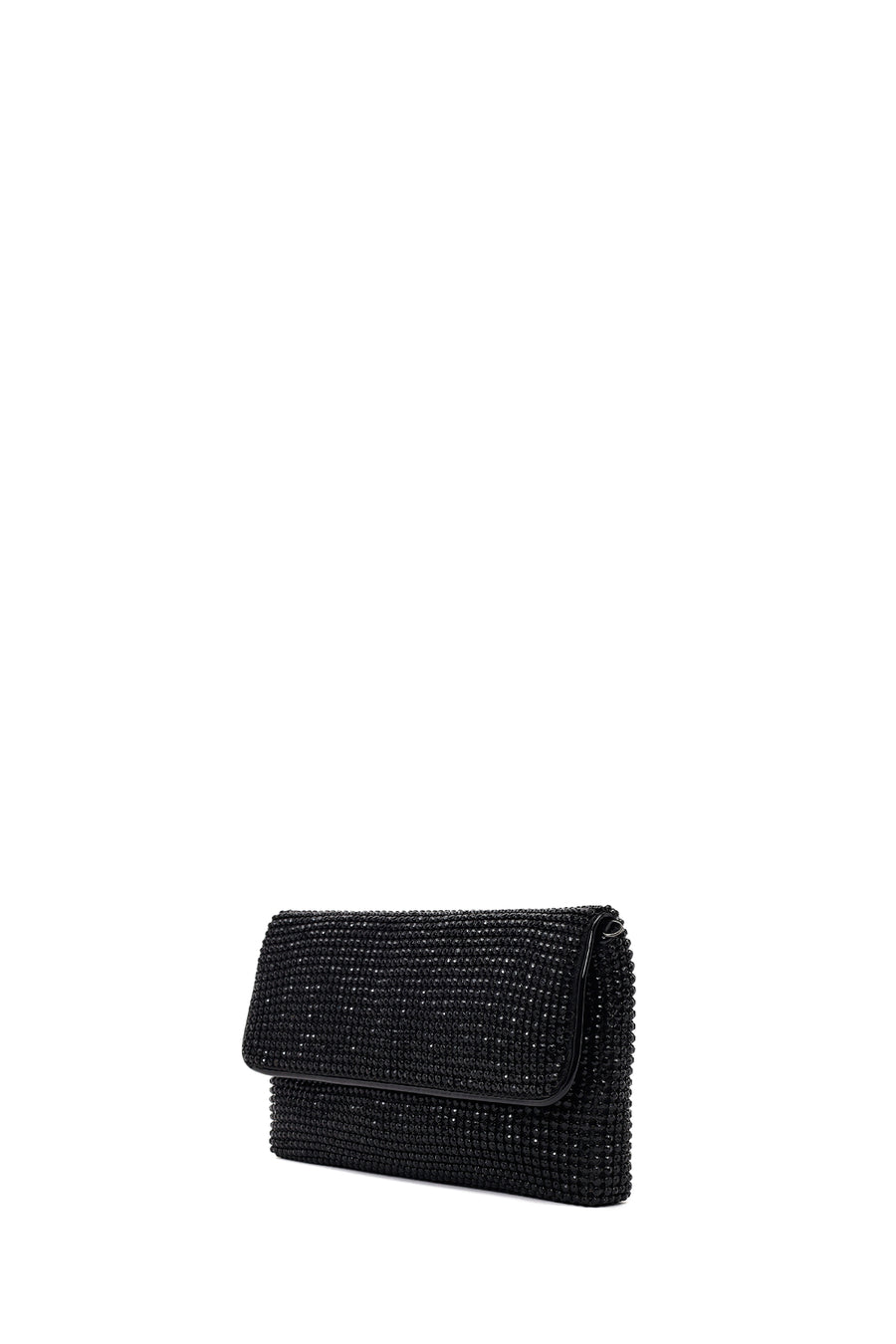 Woman Black Chain-Strap Embellished Evening Mini Clutch Bag