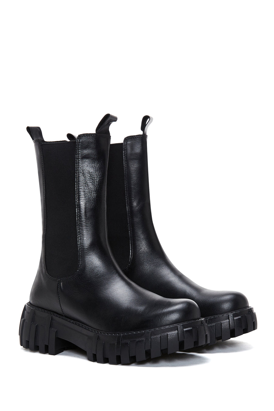 Women's Black Leather Chelsea Boots