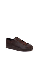 Erkek Kahverengi Bağcıklı Deri Sneaker | Derimod