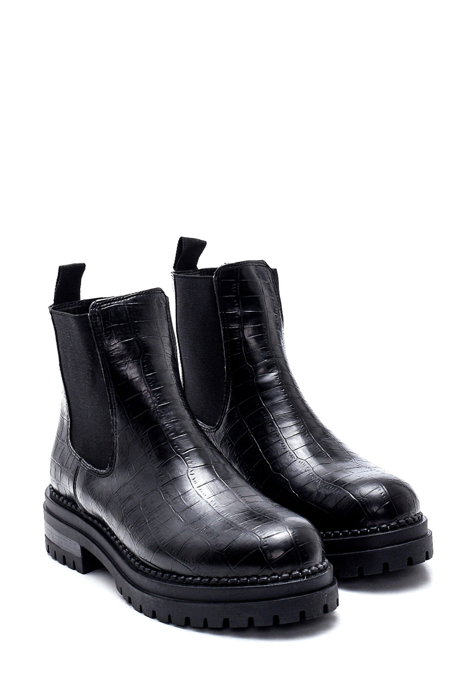 Women's Crocodile Patterned Chelsea Boots