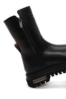 Harley Davidson Woman Black River Zip Closure Thick-Soled Leather Boots | Derimod