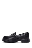 Women's Black Leather Buckle Loafer | Derimod