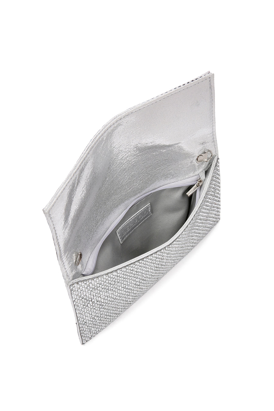 Woman Silver Chain-Strap Embellished Evening Bag