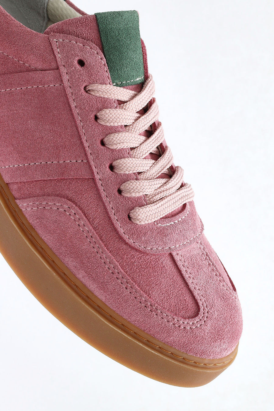 Women's Pink Lace-Up Suede Leather Sneakers