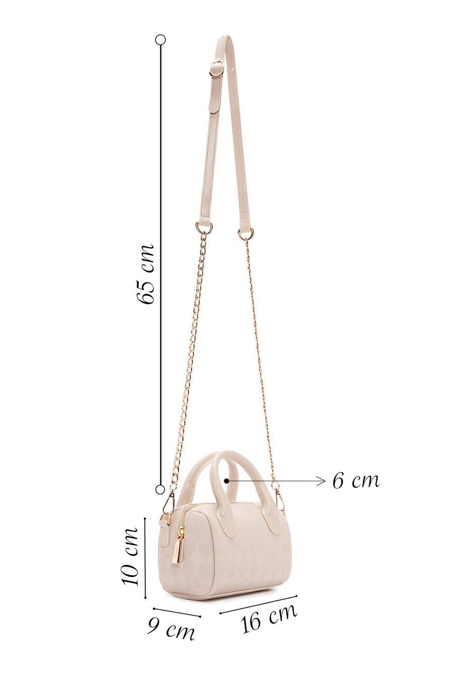 Women's Cream Long Strap Printed Mini Crossbody Bag