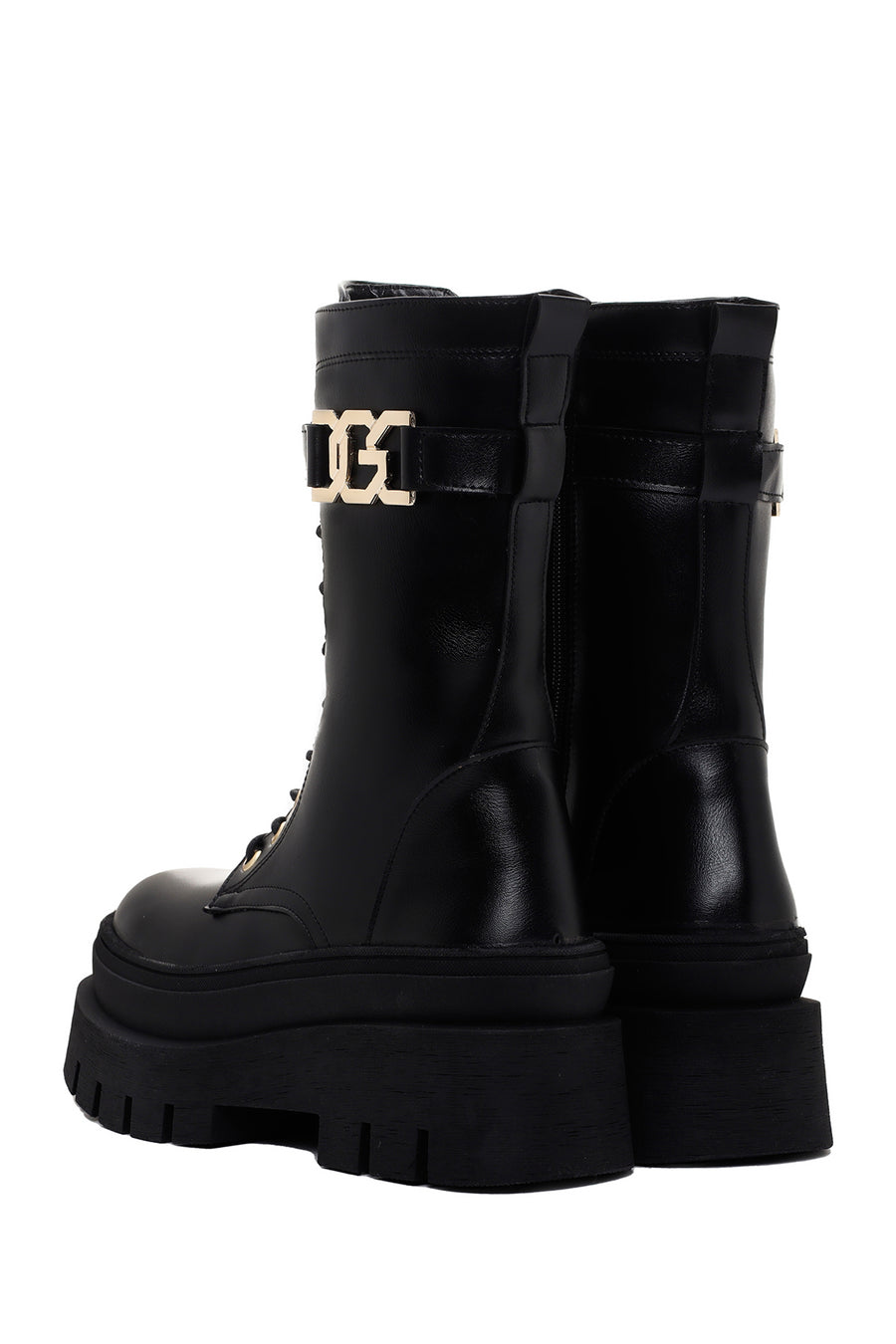 Women's Black Thick Soled Zippered Boots