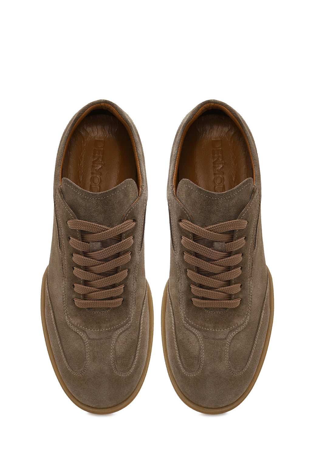 Erkek Bej Bağcıklı Süet Deri Sneaker