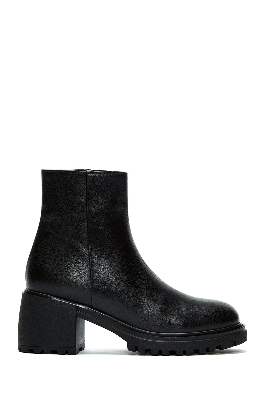 Women's Black Leather Zippered Heeled Boots 22WFD188218 | Derimod