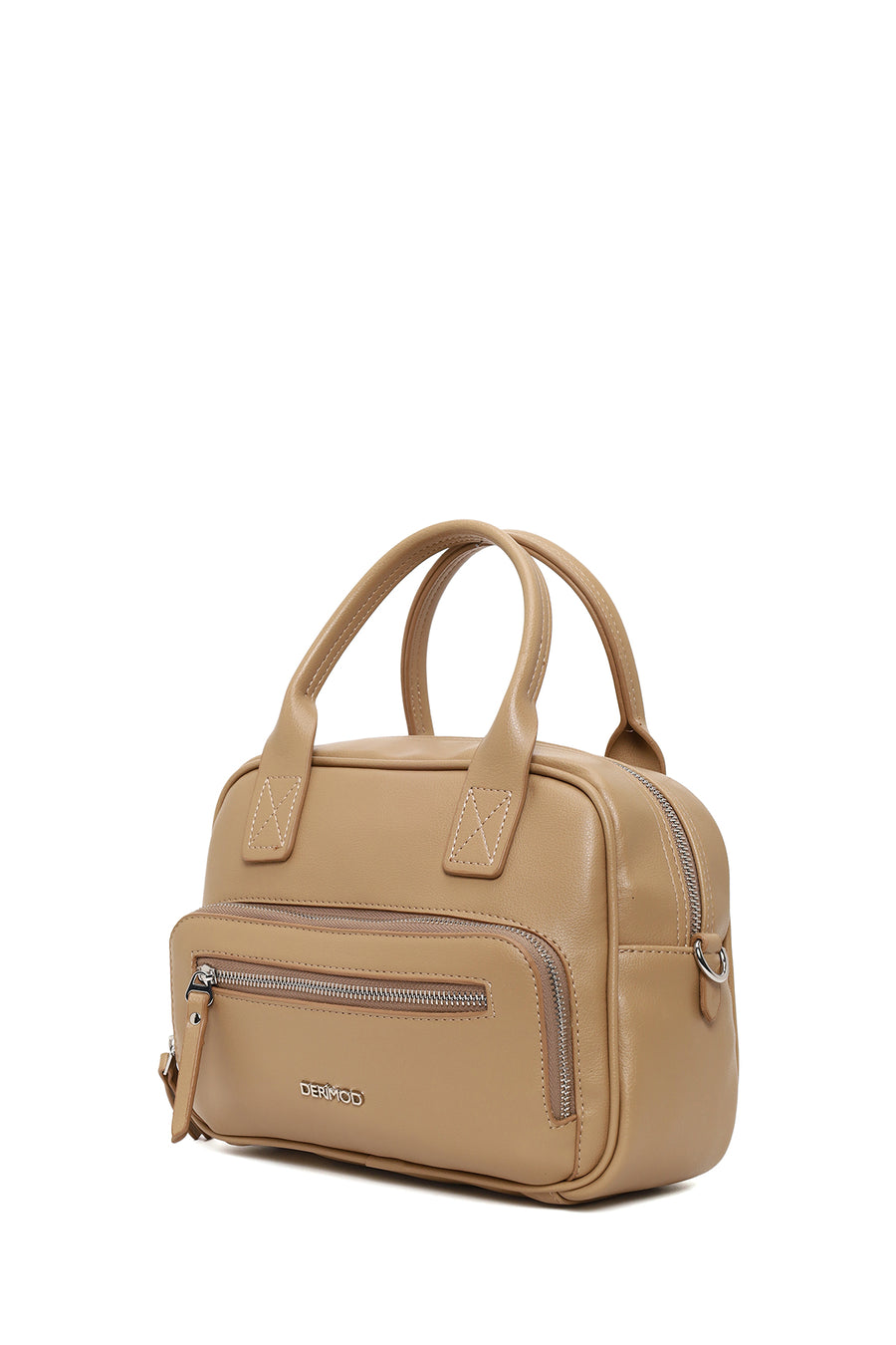 Woman Beige Long-Strap Shoulder Bag