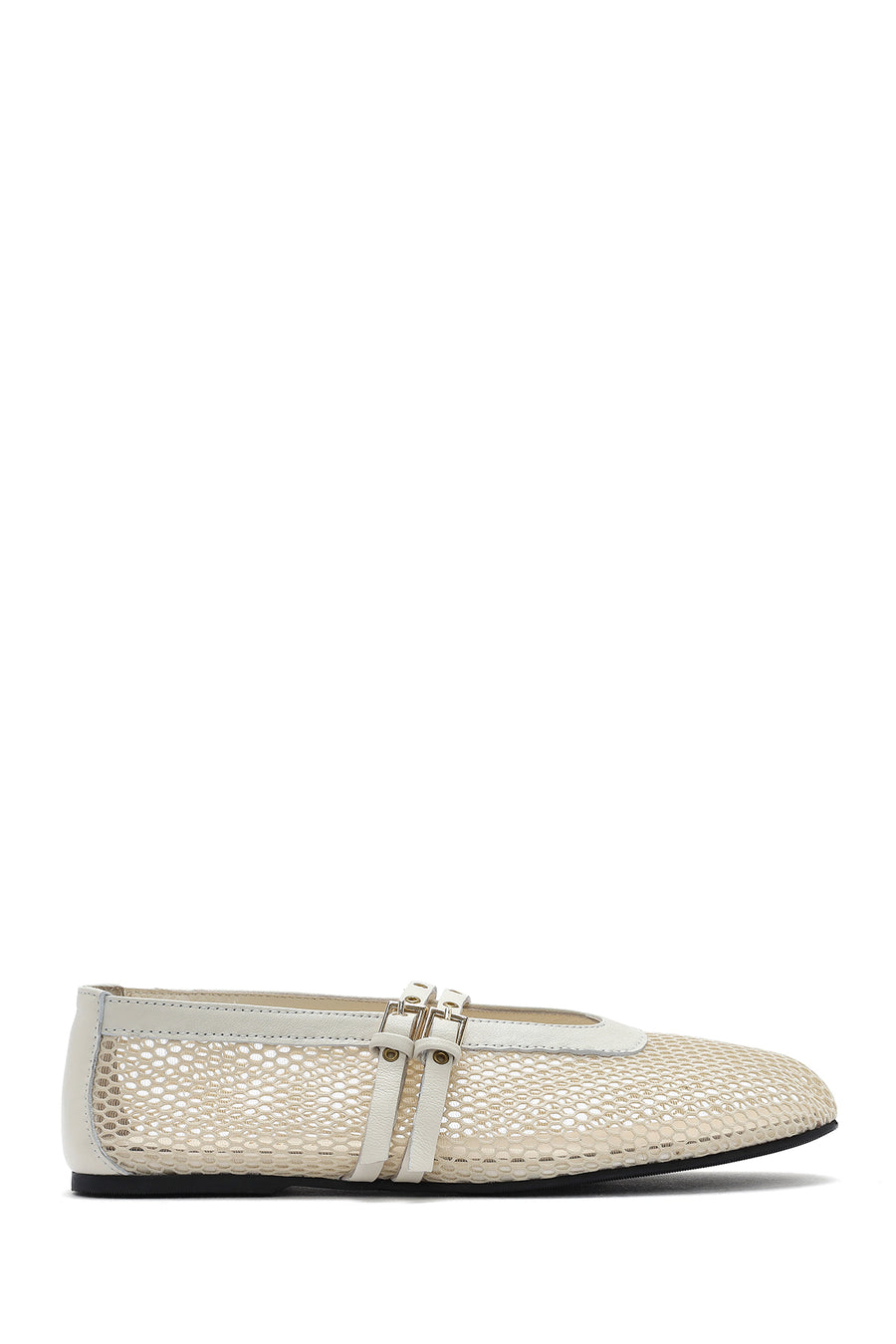Women's Beige Buckled Mesh Fabric Ballerinas 25SFD18136F | Derimod