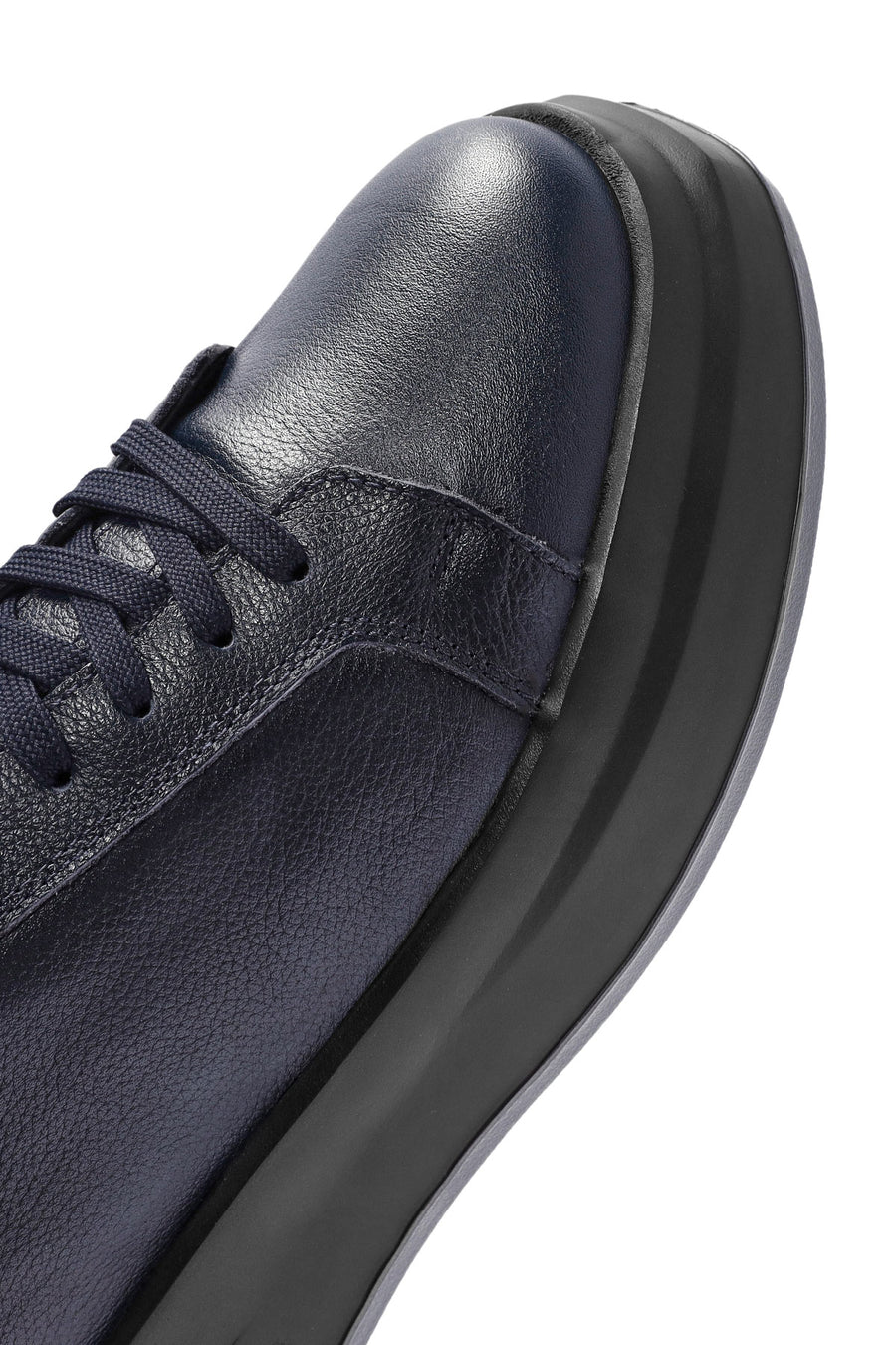 Men's Navy Blue Lace-Up Leather Sneaker