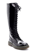Women's Patent Leather Lace Up Boots | Derimod