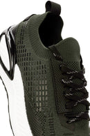 Derimod Zero Men's Green Laced Thick Soled Fabric Sneaker | Derimod