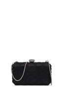 Woman Black Long Chain Strap Embellished Mini Clutch Evening Bag | Derimod