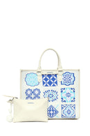 Woman Blue Long Strap Patterned Fabric Shoulder Bag | Derimod