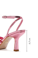 Women's Pink Ankle Strap Stone Thin Heel Sandals | Derimod